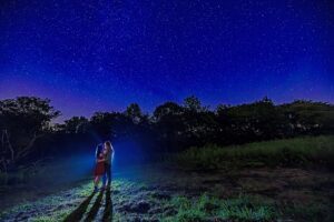engagement session with stars at night chicago