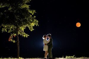 a couple in the moonlight at their wedding in chicago
