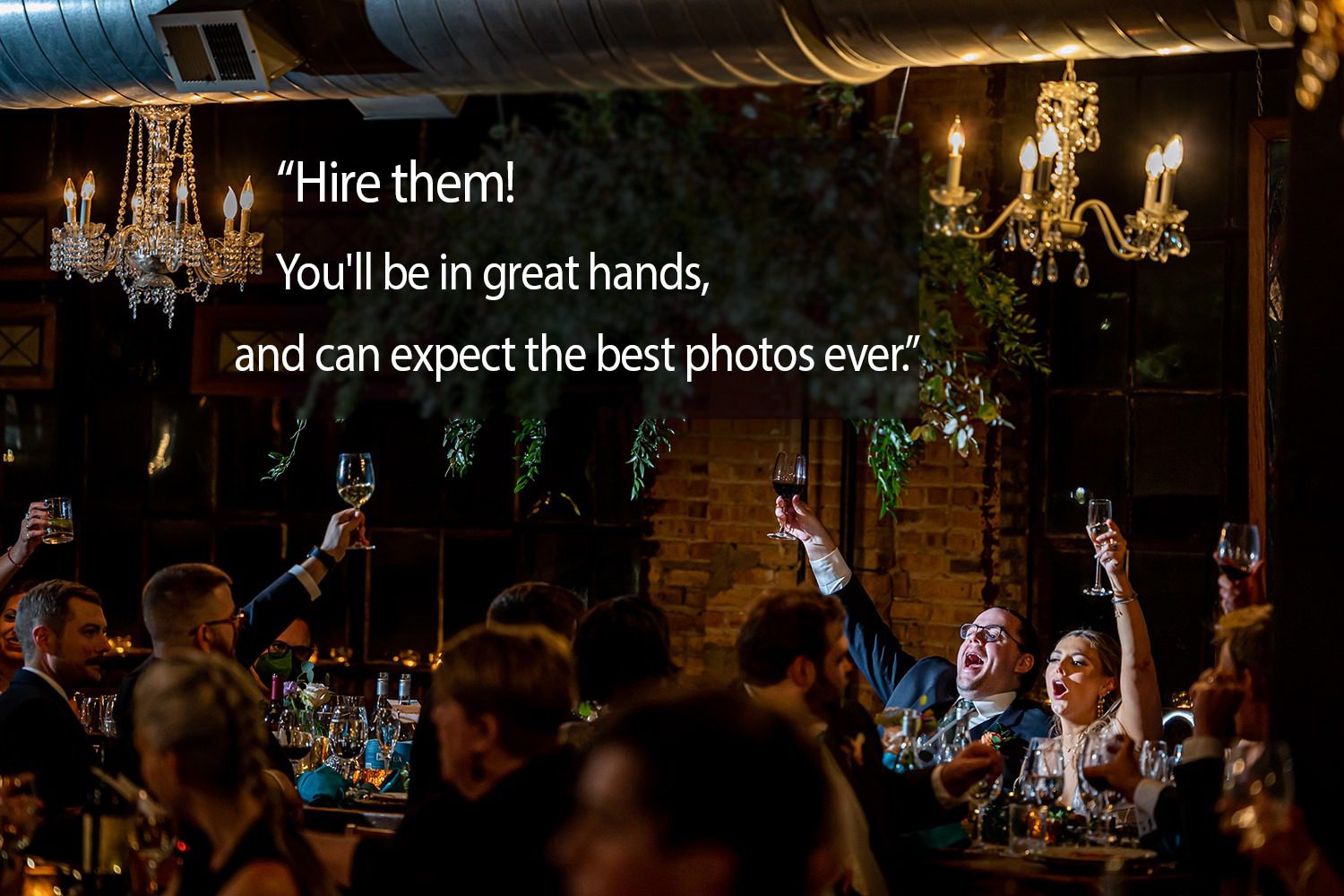 a couple toasts at a wedding in chicago
