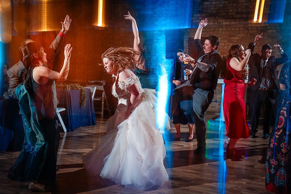 a bride dances at her reception
